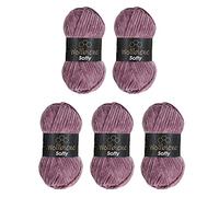 Wollbiene Softy 5 x 100 g Chenille Wool for Crocheting Knitting Wool, Baby Wool, 500 g Chenille Wool, Super Bulky Crochet Yarn (Antique Pink 86)