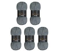 Wollbiene Softy 5 x 100g Chenille Wool for Crocheting & Knitting, Baby Wool, 500g, Super Bulky Yarn (Dark Grey 78)