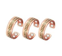 Wollet 3PCS Copper Magnetic Rings for Women Men, Magnetic Rings with Magnets, Jewelry Adjustable Size