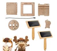Wollhandkarders Wooden Brushes - Wood Fibre Mixing Tools, Natural Wool Preparation Combs | Durable Handheld Carding Brush Set for Spider Fleece Preparation, Raw Fibre Alignment