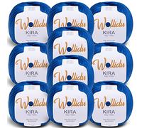 Wollidu Kira 100% Cotton for Knitting and Crocheting 10 x 50 g Set Knitting Yarn Dark Blue