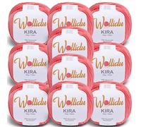 Wollidu Kira 100% Cotton for Knitting and Crocheting 10 x 50 g Set Knitting Yarn Salmon