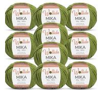 Wollidu Mika 51% polyacrylic 49% cotton for crocheting and knitting 10x 50g/165m Oeko-Tex knitting yarn crochet yarn - green