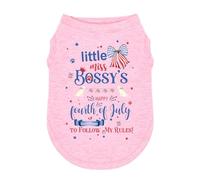 Wollmix 4th of July Dog Outfit Shirt Clothes for Small Medium Large Dog Pet Patriotic Independence Day Red White and Blue Fourth of July Girl Female Puppy Holiday T-Shirts with Funny Pattern Bossy M