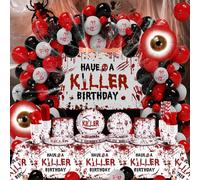 Wollmix Halloween Tableware Set - Bloody Horror Wicked Scary Birthday Dinnerware Party Decorations Supplies for 24 Guests, Includes Paper Plates, Napkins, Cups, Forks, Spoons, Table Decor Favors