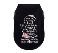 Wollmix Happy Best Dog Mom Mother's Day Small Dog Clothes Outfit T-Shirts Gifts for Women - Large Medium Sized Girl Female Puppy Sleeveless Holiday Apparel Vest with Slogan Print M Kisses