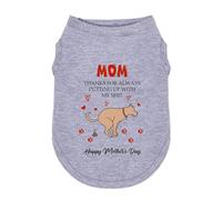 Wollmix Happy Best Dog Mom Mother's Day Small Dog Clothes Outfit T-Shirts Gifts for Women - Large Medium Sized Girl Female Dogs Puppy Sleeveless Holiday Apparel Vest with Slogan Print S Paw
