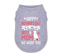 Wollmix Happy Best Dog Mom Mother's Day Small Dog Clothes Outfit T-Shirts Gifts for Women - Large Medium Sized Girl Female Puppy Sleeveless Holiday Apparel Vest with Slogan Print M Woof