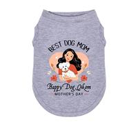 Wollmix Happy Best Dog Mom Mother's Day Small Dog Clothes Outfit T-Shirts Gifts for Women - Large Medium Sized Girl Female Dogs Puppy Sleeveless Holiday Apparel Vest with Slogan Print XL Heart