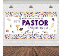 Wollmix Pastor Appreciation Day Banner Decorations Gifts for Men Thank You for All You Do We Appreciate You Sign Backdrops Wall Party Decor Supplies Photography Background Photo Booth 70.9x35.4inch