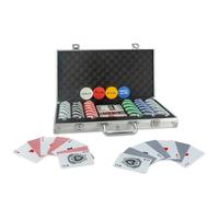 Wollowo 300 Piece Texas Hold’em Poker Set with Aluminium Carry Case, 300 Poker Chips, 2 Decks Playing Cards, Dealer & Blind Buttons, Dice, Complete Casino Poker Game Set