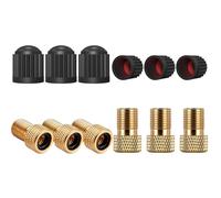 WOLMIK Bicycle Valve Adapter - 6 Pack Brass Presta Valve Adaptor, Convert Presta to Schrader for Bikes and Cars, Inflate Tire Using Standard Pump or Air Compressor