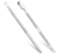 WOLMIK Cuticle Pusher - Cuticle Pusher Tool Kit with Fork, Pack of 2 Cuticle Remover & Trimmer, Dual Head UV Gel Nail Polish Remover for Removing Dead Skin, Nail Art Tools Scraper and Cleaner- Silver
