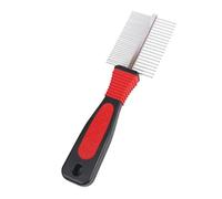 WOLMIK Dog & Cat Comb - Pet Grooming Combs, Double Row Stainless Steel Dogs Comb, Dog Cat Grooming Combs for Small Medium and Large Pets, Pet Fur Detangling Tool - Black & Red