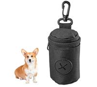 WOLMIK Dog Poop Bag Holder, Dog Poo Bag Holder with Hook Clip and Zipper, Comfortable And Durable Poo Bag Dispenser for Walking, Hiking, Camping - Black