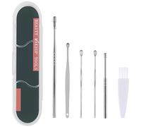 WOLMIK Ear Cleaner, 6-in-1 Earwax Removal Set, Stainless Steel Ear Wax Remover, Ear Cleaning Tools with a Cleaner Brush and Storage Box, for Adults and Children
