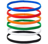 WOLMIK Elastic Headbands - 6 PCS Sports Headbands for Women & Men, Non Slip Elastic Running Hairbands, Unisex Thin Sport Headband for Kid, Exercise Sweat Bands for Football, Yoga, Jogging, Fitness