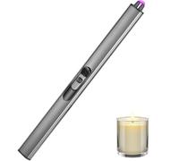 WOLMIK Electric Lighter Windproof Flameless Arc Candle Lighter Plasma USB Rechargeable with Safety Lock for Candle BBQ Camping (Grey)