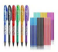 WOLMIK Erasable Pens Rub Out Pens - 0.5mm Erasable Gel Pens with Rubbers on the End, Heat Friction Pens with Eraser, Handwriting Writing Pens for Kids Adult School Office Supplies - 6 Assorted Colors