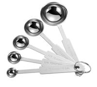 WOLMIK Measuring Spoon Set, Stainless Steel Teaspoon, 5 Pieces Small Spoon Set with Scale, 1/8, 1/4, 1/2, 1 TSP & 1 TBLS Measuring Spoon for Small Dry Rations, Liquids, Baking Measuring, Solids
