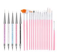 WOLMIK Nail Art Brushes Set - 15 PCS Acrylic Nail Brush Painting Pen with 5 PCS Nail Dotting Tools, Drill Drawing Nails Brush Pen for Nail Designer, Nail Art Painting Kit for DIY & Professional Use