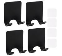 WOLMIK Pack of 4 Self-Adhesive HolderHooks, No Drilling, Waterproof Wall Hook Holder for Bathroom, Kitchen, Toilet, Office, Black