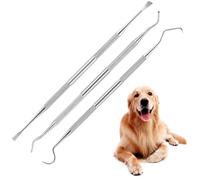 WOLMIK Pet Teeth Cleaning Tools - 3 PCS Pet Tooth Scaler Cleaning Kit, Stainless Steel Tartar & Plaque Remover Set for Dogs, Double Headed Pet Oral Tools to Remove Calculus for Dogs, Cats, Dental Care