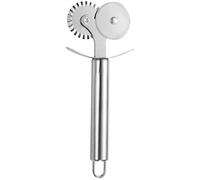 WOLMIK Pizza Cutter Wheel, Dual-Wheel Long Stainless Steel Handle Ravioli Stamp Maker Press Rolling Rotary Pasta Cutter Pizza Pastry Tools Fluted Edge Molds Home Attachment Kitchen Gadget Features