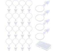 WOLMIK Plastic Shower Curtain Rings with Clips, Shower curtain Clips for Bathroom Shower Window Rod, Window Hanging Clips Curtain Pole Rings for Home Bathroom Shower Curtain Photo Decors (20 Pack)