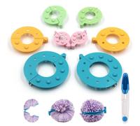 WOLMIK Pompom Makers - 8 PCS Pom Pom Maker with Scissors, DIY Fluff Balls Knitting Craft Making Kit, Pom Poms DIY Wool Knitting Tool Set, Pompoms Manufacturing Tools, Craft Easy Way to Make Pompoms