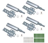 WOLMIK Push to Open Door Catches - 4 Pack Magnetic Door Push Opener Catches for Cupboard, Push Latch Release Door Magnet Kitchen Drawer Closer, Cabinet Opener for Damper Large Wardrobe Closure - Grey