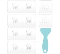 WOLMIK Shower Caddy Adhesive Replacement - 6 PCS Corner Shower Caddy Adhesive Sticker Hooks with Scraper, Transparent Sticky Hooks for Bathroom Kitchen Shower Caddy Corner Shelf - Double & Single Hook