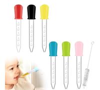 WOLMIK Silicone Pipette - 6 PCS Liquid Droppers, 5ml Silicone Liquid Droppers, Silicone and Plastic Droppers, Clear Plastic Droppers Pipettes with Cleaning Brush for Gummy, Mold, Crafts, Kids, Plant