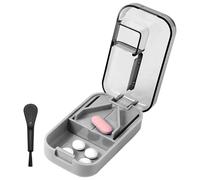 WOLMIK Small Pill Tablet Cutter - Portable Pill Splitter with Brush for Small & Large Pill Cut in Half Quarter, Cutting & Storage 2 in 1 Tablet Pill Dispenser per Elderly, Child, Dog, Cat, Pet, Travel