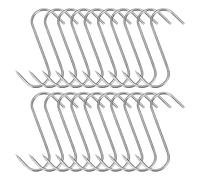 WOLMIK Stainless Steel Meat Hooks, 20 Pack, 12.5 cm, 1.5 kg Capacity, S Hooks for Kitchen, Meat Processing, BBQ, General Storage
