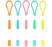 WOLMIK Tongue Scraper, 5 Pack Tongue Cleaner for Oral Hygiene and Fresh Breath, Reusable Double-Sided Soft Tongue Brush, Easy to Use and Clean