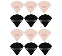 Wolmik Triangle Makeup Puff - 12 Pcs Reusable Face Plush Sponge for Wet & Dry Use, Under Eye Makeup & Loose Powder