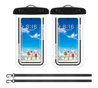 WOLMIK Waterproof Mobile Phone Case, Pack of 2 IPX8 Underwater Mobile Phone Case, Waterproof Phone Case for iPhone 16 Pro Max/15/SE, Galaxy, Mate, Smartphone up to 7.0 Inches