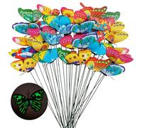 Wolpark 30PCS Luminous Butterfly Garden Decorations Waterproof Butterfly Stakes Ornaments Outdoor Decorations for Flower Arrangements Garden Party Favors (Glow in the Dark)