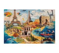 Wolrd Travel Building Painting Placemats Heat Resistant Washable Oxford Cloth Table Mats Set of 4 Home Kitchen Decoration, Easy to Clean