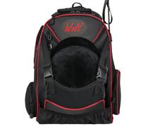 WOLT Riding Hat Bag, Professional Equestrian Backpack with Helmet Holder for Horse Riding, Multi-Compartment Athletic Sports Bag to Carry All Riding Accessories (NOT Included), Black+Red, One Size