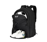 WOLT | Soccer Ball Backpack Sports Bag with Separate Ball Holder & Shoes Compartment, Best for Soccer, Football, Basketball, Volleyball, Swim, Gym, Travel Sports (Black)