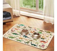 Woltant Alphabet Dinosaur Cute Pet Mat Leather Waterproof Mat | Feeding Mat For Dogs Cats Mat Waterproof Non-Slip, Floor Protector For Dog Cat Bowls, Easy Wipe 30x45cm \r\n