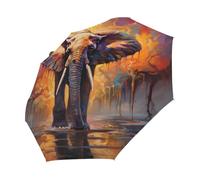 Woltant Art Elephant Light Portable umbrella Auto Open/Close Folding umbrellas for rain travel essentials