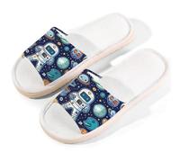 Woltant Astronaut, Alien Ufo Planet Open Toe Slippers Women Comfortable and Breathable Summer Women's Slippers for Indoor Bedroom 6-6.5 (M)