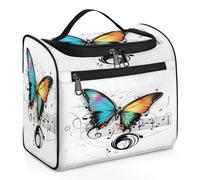 Woltant Butterfly Music Note Large Waterproof Travel Toiletry Bag Hanging Makeup Bag with Hook Travel Wash Bag for Women and Men