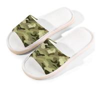 Woltant Camouflage Army Green Open Toe Slippers Women Comfortable and Breathable Summer Women's Slippers for Indoor Bedroom 6-6.5 (M)