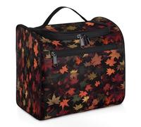Woltant Fallen Leaves Large Waterproof Travel Toiletry Bag Hanging Makeup Bag with Hook Travel Wash Bag for Women and Men