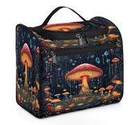 Woltant Magic Mushroom Plant Large Waterproof Travel Toiletry Bag Hanging Makeup Bag with Hook Travel Wash Bag for Women and Men