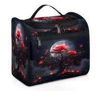 Woltant Magic Rose Tree Moon Large Waterproof Travel Toiletry Bag Hanging Makeup Bag with Hook Travel Wash Bag for Women and Men